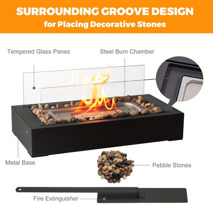 Portable Tabletop Metal Fire Pit Space-Saving Fireplace For Indoor & Outdoor Use