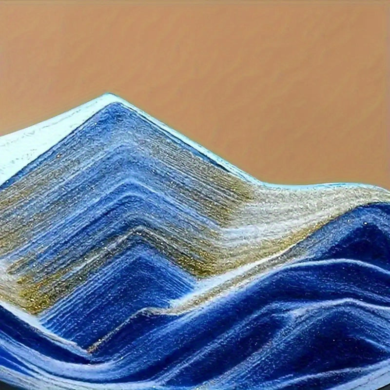 3D Quicksand Art Desktop - Relaxing Dynamic Sand Landscape, Blue/Black Fiberglass