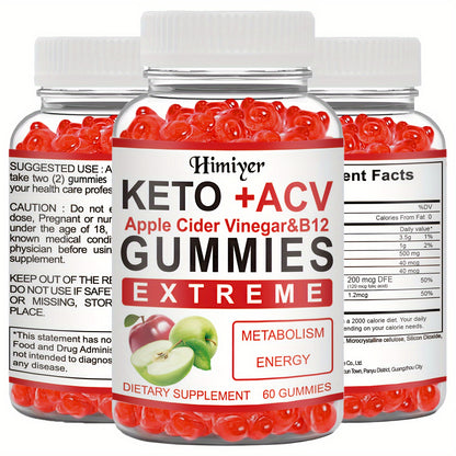 Keto Gummies-Apple Cider Vinegar Formulated With Pomegranate Beet Juice Powder B12 Vegan 60 Gummys,