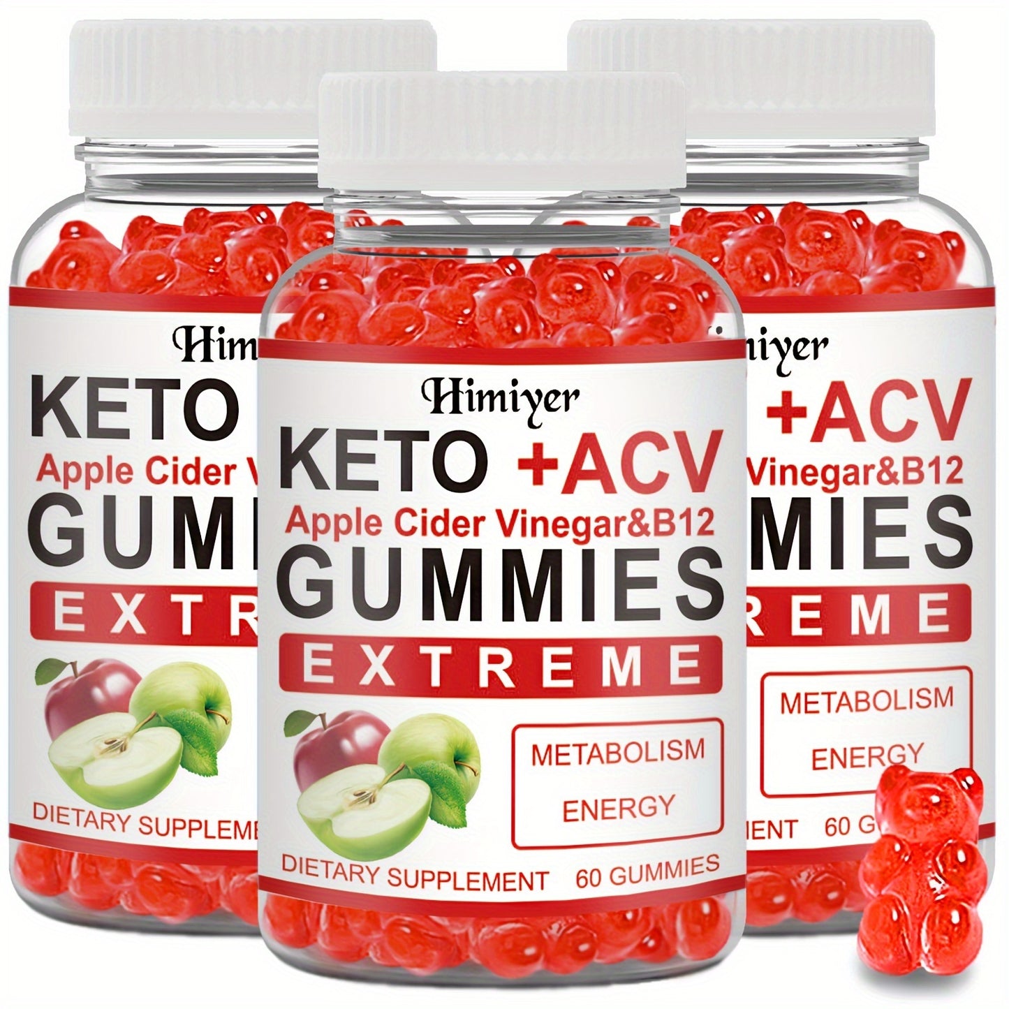 Keto Gummies-Apple Cider Vinegar Formulated With Pomegranate Beet Juice Powder B12 Vegan 60 Gummys,