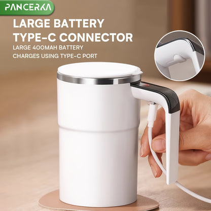 PANCERKA Rechargeable Self-Stirring Coffee Mug with Temperature Display - USB Charging,