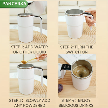 PANCERKA Rechargeable Self-Stirring Coffee Mug with Temperature Display - USB Charging,