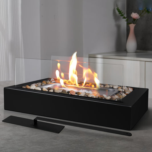 Portable Tabletop Metal Fire Pit Space-Saving Fireplace For Indoor & Outdoor Use