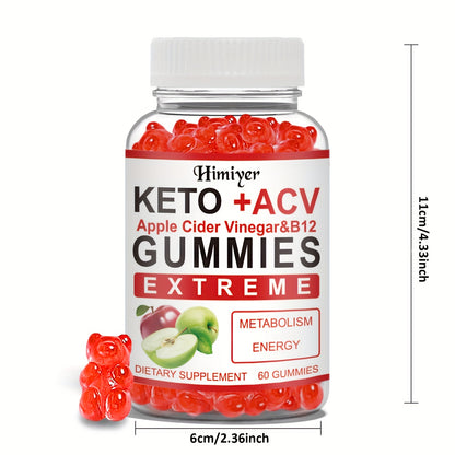 Keto Gummies-Apple Cider Vinegar Formulated With Pomegranate Beet Juice Powder B12 Vegan 60 Gummys,