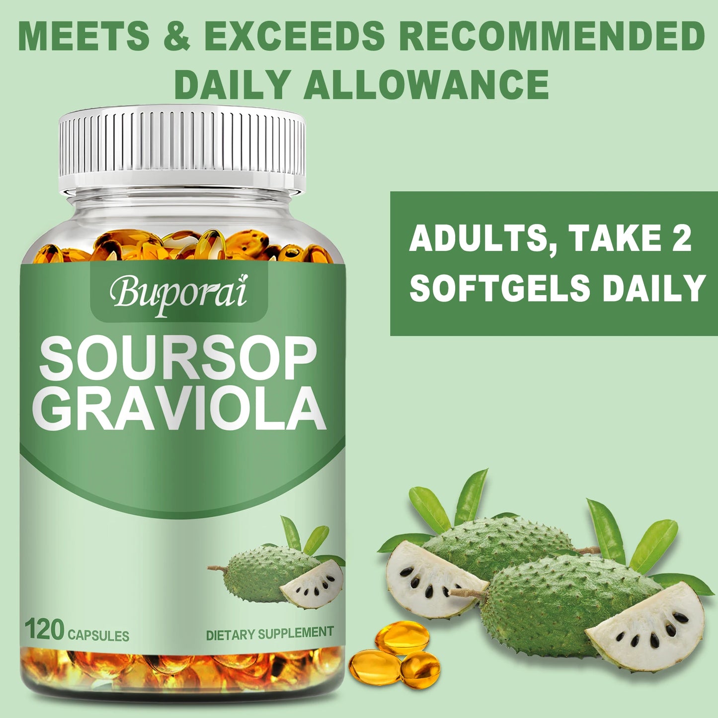 Soursop Graviola - Immune Enhancement Promote Digestion & Cellular Health, Improve Mood and Relieve Stress