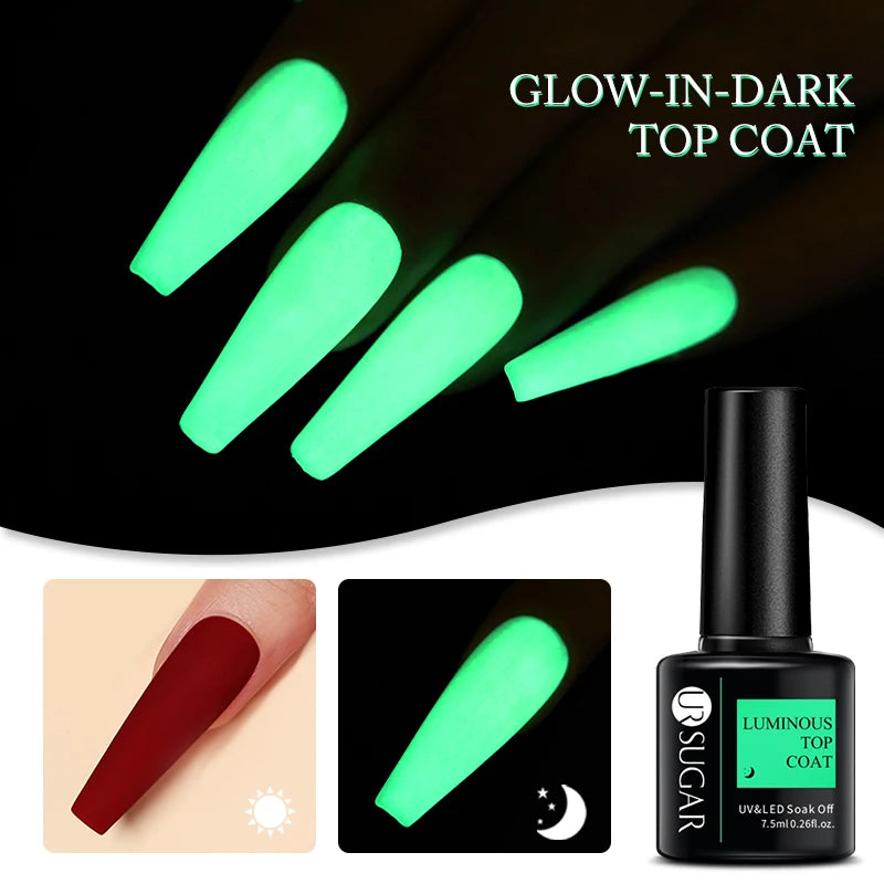 UR SUGAR Green Fluorescent Glow-in-dark Gel Nail Polish Neon UV LED Nails Gel Soak Off Gel Varnish Luminous Nail Art Gel