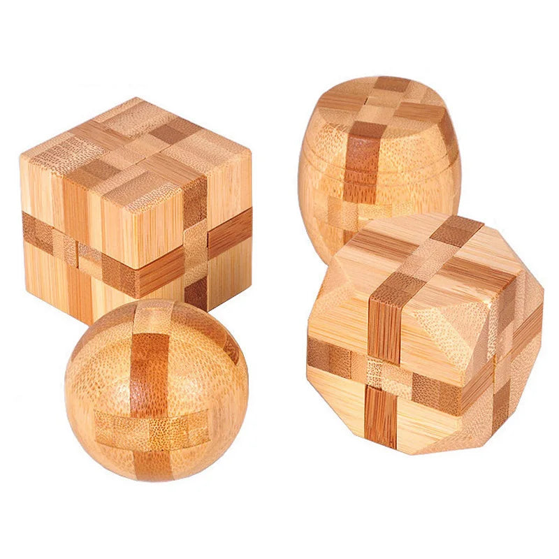 IQ Brain Teaser Educational Toy for Kids Children Wooden Kong Ming Unlock Toys Adult Montessori 3D Puzzle Game