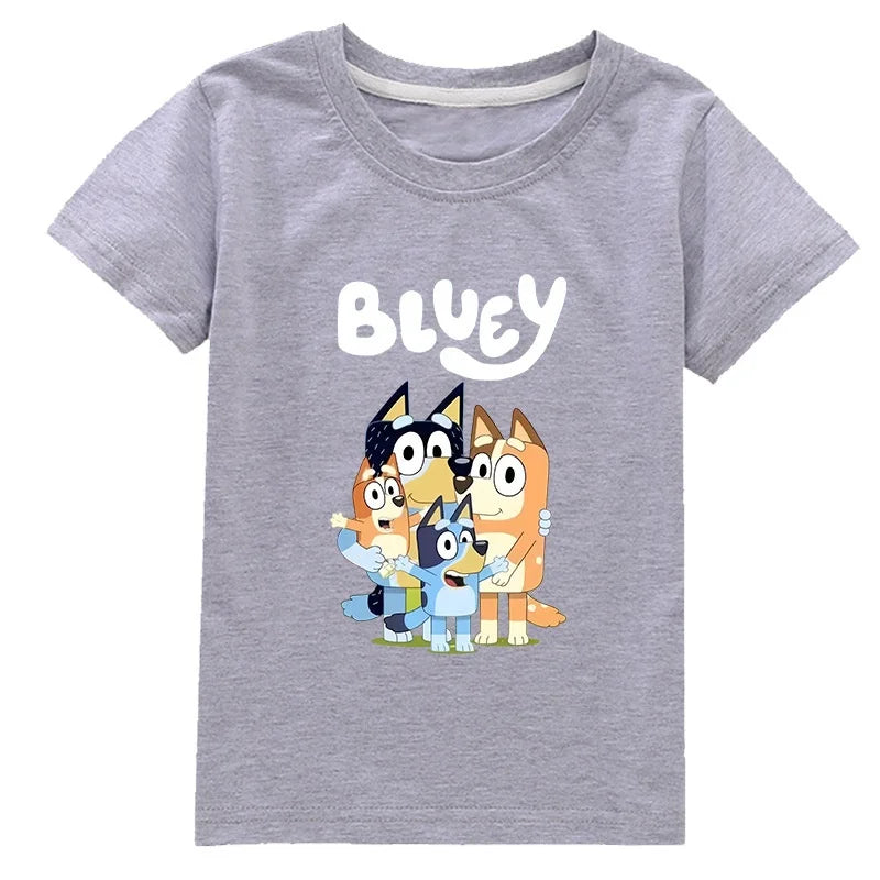 New Bluey Family Summer Short-Sleeved T-Shirt Children's Clothing Boys And Girl Clothes Short-Sleeved T-Shirt