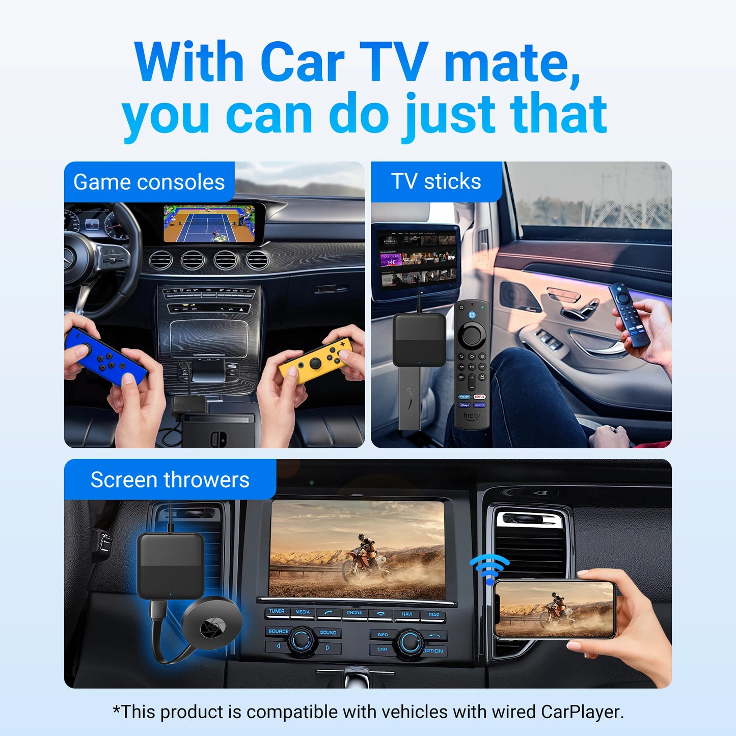 2024 OTTOCAST Car TV Mate Converter for Fire Google TV Stick to OEM Wired CarPlay Car for Watch TV Video Car Accessories