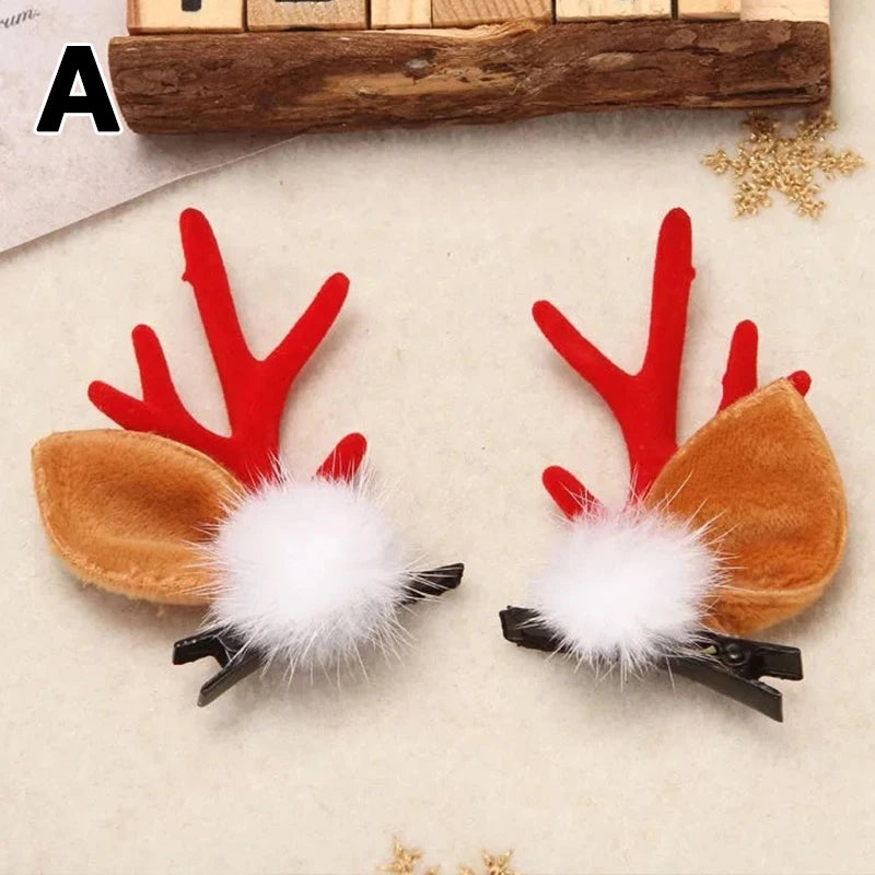 Christmas Antler Hair Clips Deer Ear Hairpins Festivals Christmas Headbands Pine Cones Hair Ball