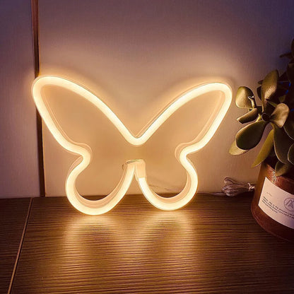 Butterfly Neon Sign  Powered Cat LED Neon Light Skull Neon Lamp Wall Art Decor for Home Bedroom Birthday Gift Wedding