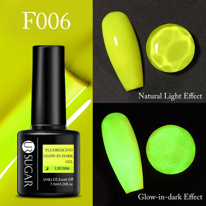 UR SUGAR Green Fluorescent Glow-in-dark Gel Nail Polish Neon UV LED Nails Gel Soak Off Gel Varnish Luminous Nail Art Gel