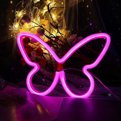 Butterfly Neon Sign  Powered Cat LED Neon Light Skull Neon Lamp Wall Art Decor for Home Bedroom Birthday Gift Wedding