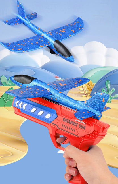 Kids Airplane Launcher Toys 12.2'' LED Foam Glider Catapult Gun Plane Toy for kids