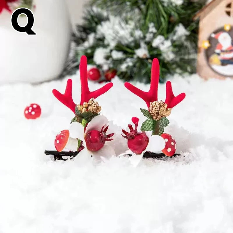 Christmas Antler Hair Clips Deer Ear Hairpins Festivals Christmas Headbands Pine Cones Hair Ball