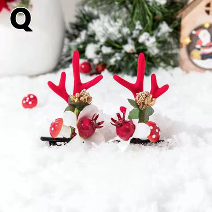 Christmas Antler Hair Clips Deer Ear Hairpins Festivals Christmas Headbands Pine Cones Hair Ball