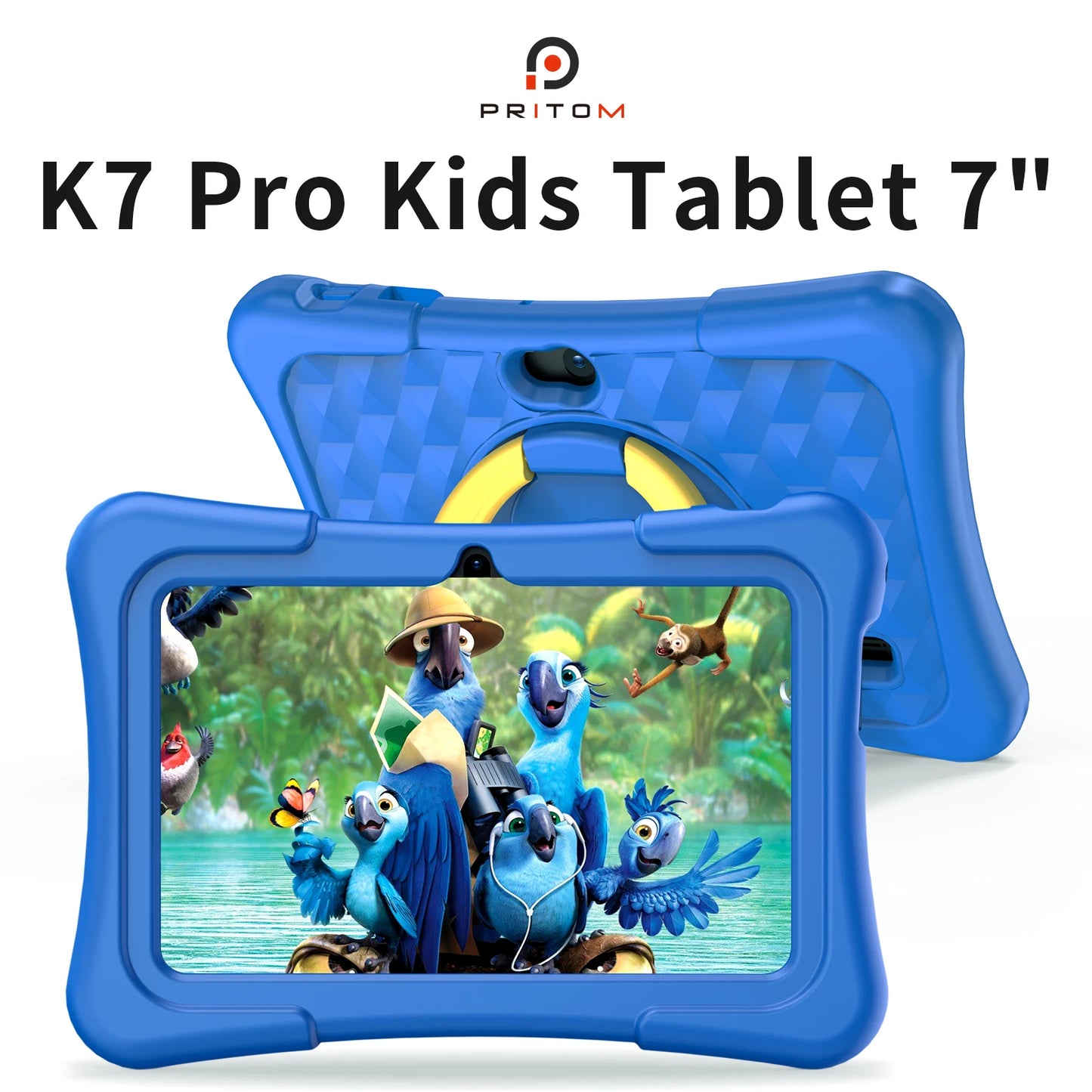 Tablet for Kids 7 Inch Android 11 32 GB WiFi Bluetooth Dual Camera Educational Software Installed with Proof Case