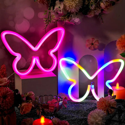 Butterfly Neon Sign  Powered Cat LED Neon Light Skull Neon Lamp Wall Art Decor for Home Bedroom Birthday Gift Wedding