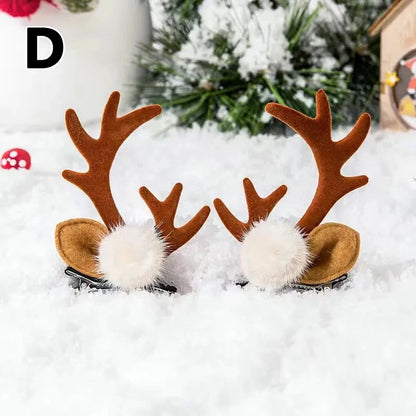 Christmas Antler Hair Clips Deer Ear Hairpins Festivals Christmas Headbands Pine Cones Hair Ball