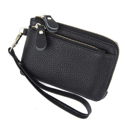 Royal Bagger Fashion Short Wallet for Women Genuine Cow Leather Cute Clutch Bag Zipper Coin Purse Card Holder with Key Chain