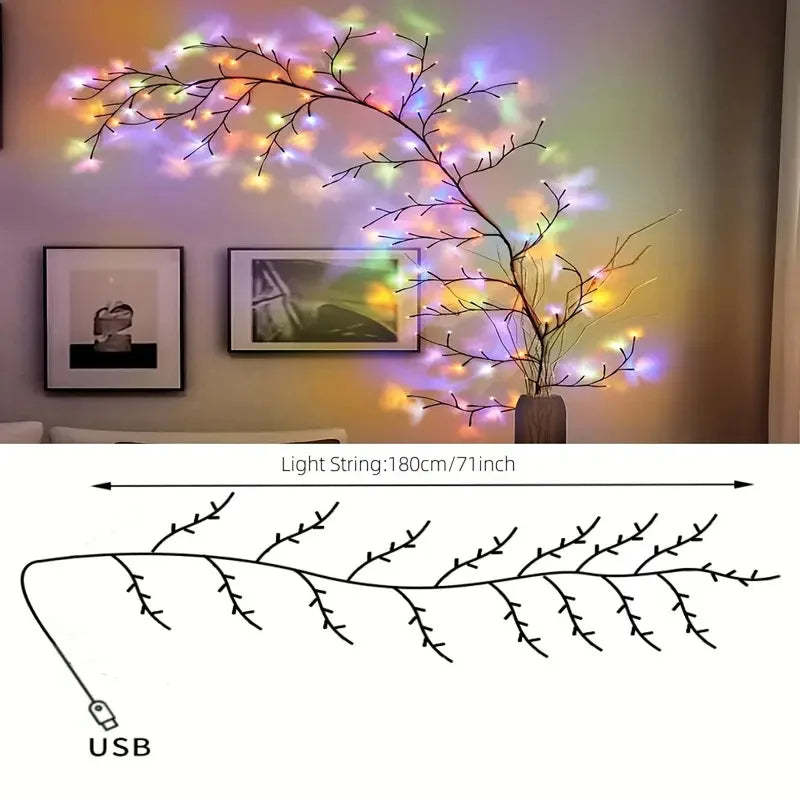 Willow Vine String Lights USB DIY 8 Modes Lights Wall Vines with Lights Willow Branch Lights for Bedroom Christmas Decor