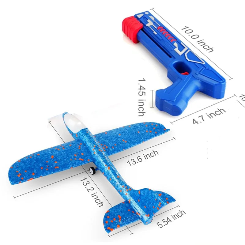 Kids Airplane Launcher Toys 12.2'' LED Foam Glider Catapult Gun Plane Toy for kids