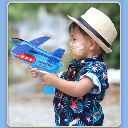 Kids Airplane Launcher Toys 12.2'' LED Foam Glider Catapult Gun Plane Toy for kids