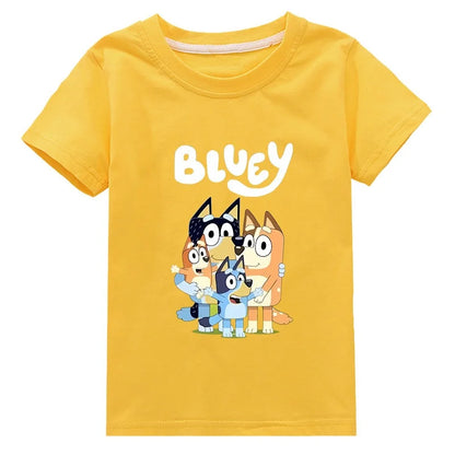 New Bluey Family Summer Short-Sleeved T-Shirt Children's Clothing Boys And Girl Clothes Short-Sleeved T-Shirt