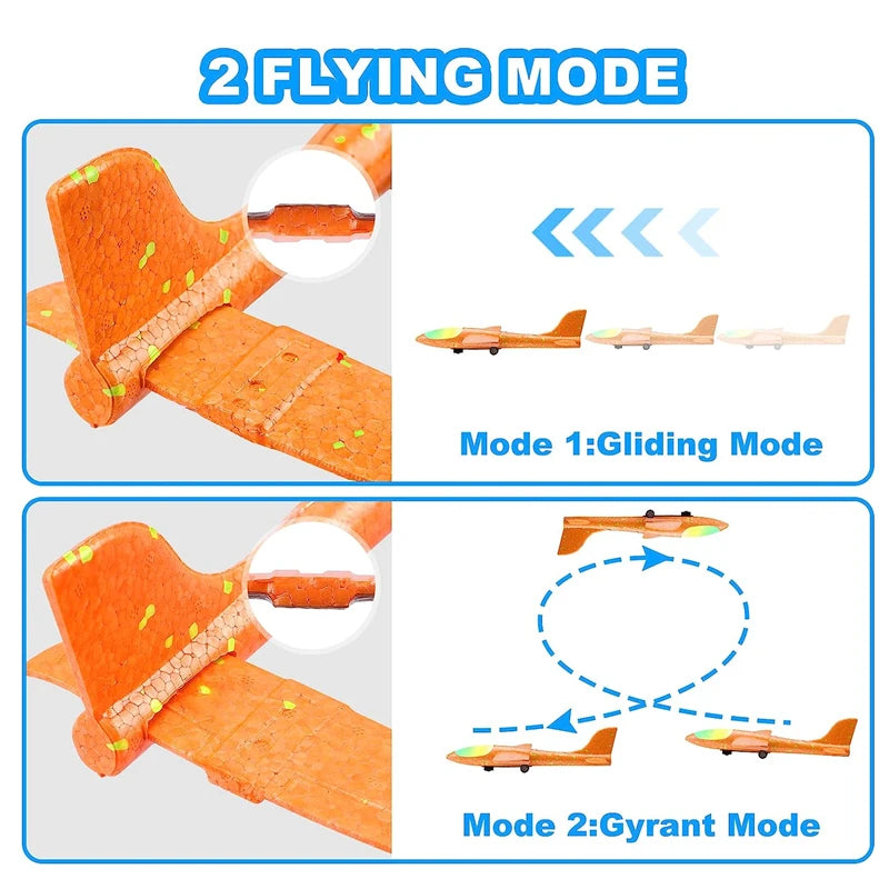 Kids Airplane Launcher Toys 12.2'' LED Foam Glider Catapult Gun Plane Toy for kids