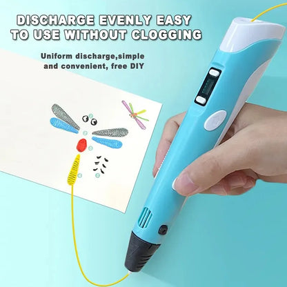 3D Printing Pen with 9M PLA Consumables High-Temperature 3D Graffiti Tool Intelligent Toy Christmas