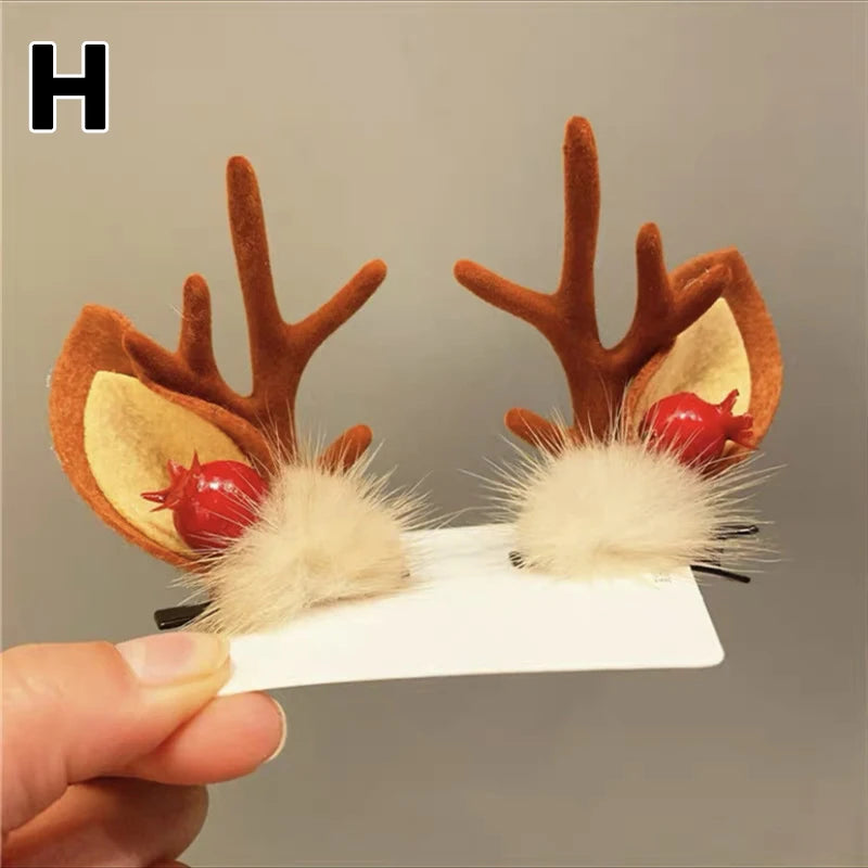 Christmas Antler Hair Clips Deer Ear Hairpins Festivals Christmas Headbands Pine Cones Hair Ball