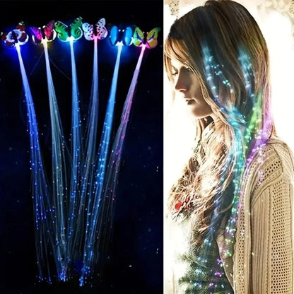 5pcs Colorful Butterfly Lights Braids Wig Women Party Hair Accessories Random Color