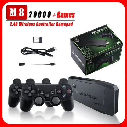 Game Console Built-in 20000 + 64GB Two-person Wireless Controller 2.4G Stick 4K HD PS1 GBA Video Children's Christmas Gift