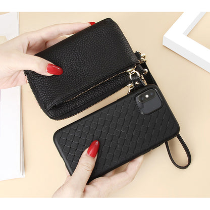 Royal Bagger Fashion Short Wallet for Women Genuine Cow Leather Cute Clutch Bag Zipper Coin Purse Card Holder with Key Chain