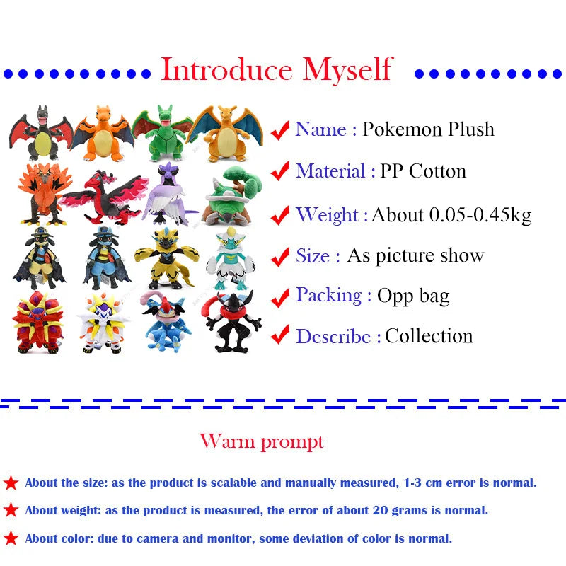 Pokemon Plush Shiny Gyarados Charizard Mega Rayquaza Hisuian Zorua Ho-Oh Lucario Butterfree