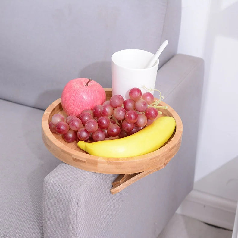 Sofa Tray Table Sofa Armrest Clip-On Tray Natural Wooden Sofa Tray Practical TV Snack Tray for Remote Control Coffee Snacks