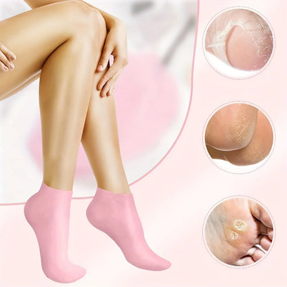 Silicone Gel Moisturizing Foot Socks for Dry, Cracked Feet - Soothing Massage Pedicure Care Tool