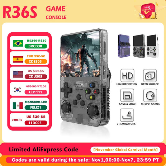 Retro Handheld Video Game Console 3.5 Inch IPS Screen Portable Pocket Video Player 64GB Games