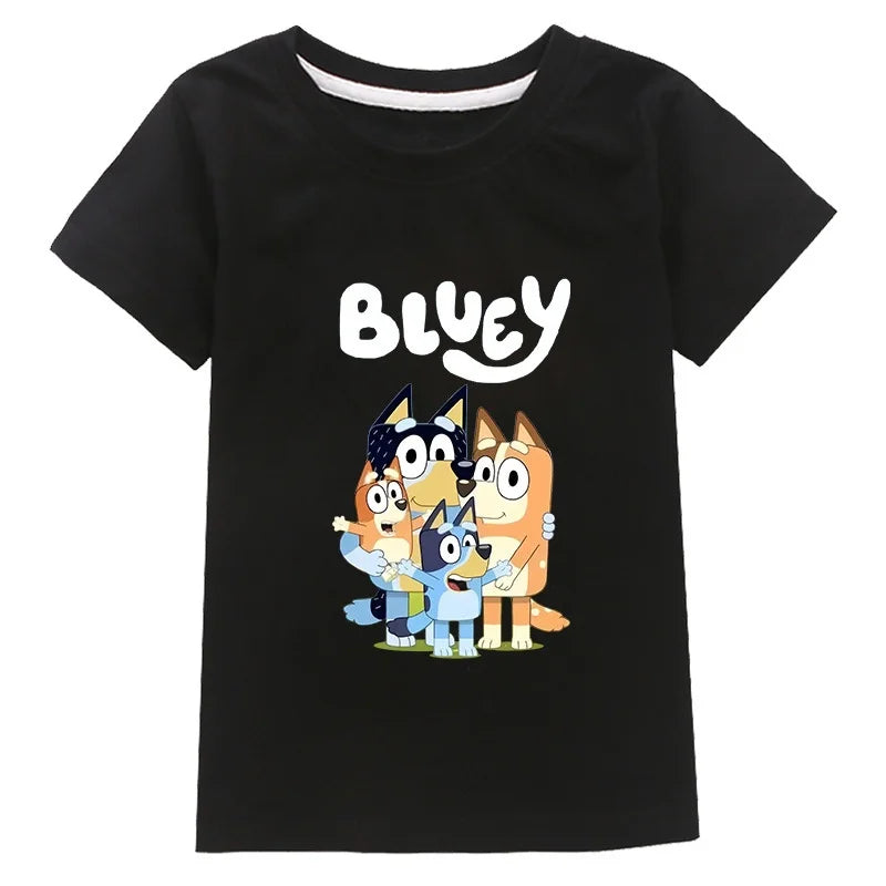 New Bluey Family Summer Short-Sleeved T-Shirt Children's Clothing Boys And Girl Clothes Short-Sleeved T-Shirt