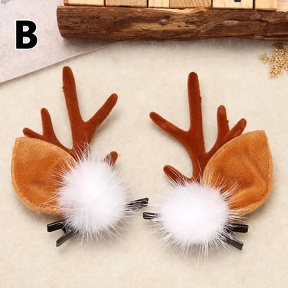 Christmas Antler Hair Clips Deer Ear Hairpins Festivals Christmas Headbands Pine Cones Hair Ball