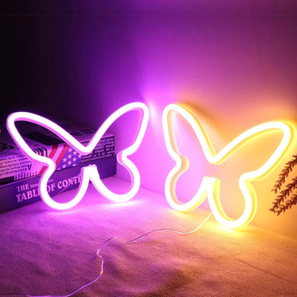 Butterfly Neon Sign  Powered Cat LED Neon Light Skull Neon Lamp Wall Art Decor for Home Bedroom Birthday Gift Wedding