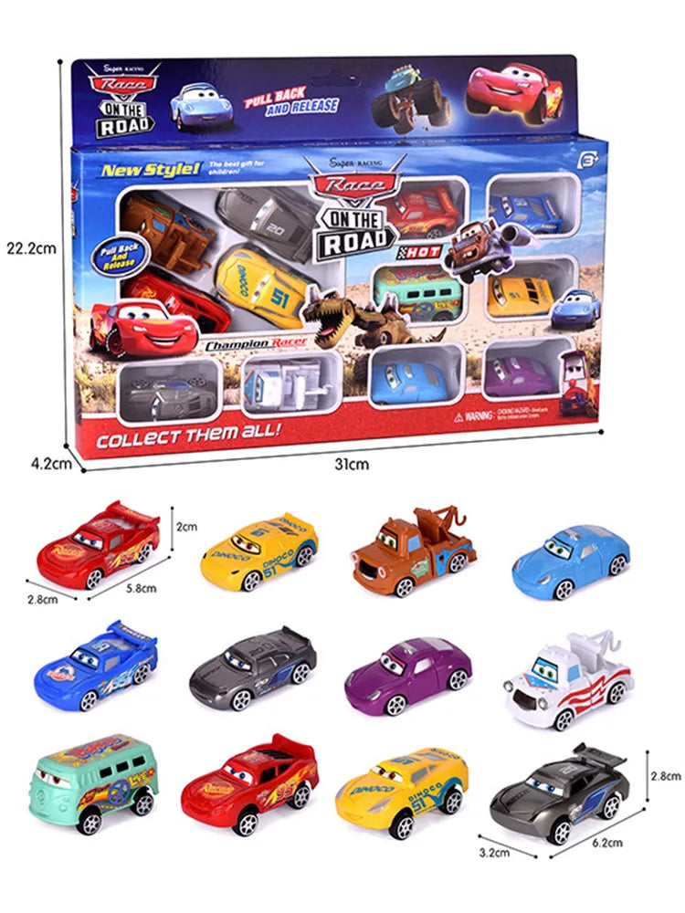 12Pcs Disney Pixar Cars Lightning McQueen Jackson Storm Mater