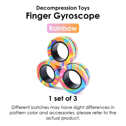 3Pcs Magnetic Rings Fidget Toy Set Adult Fidget Magnets Spinner Rings Fidget Pack Great Gift for Adults Teens Kids