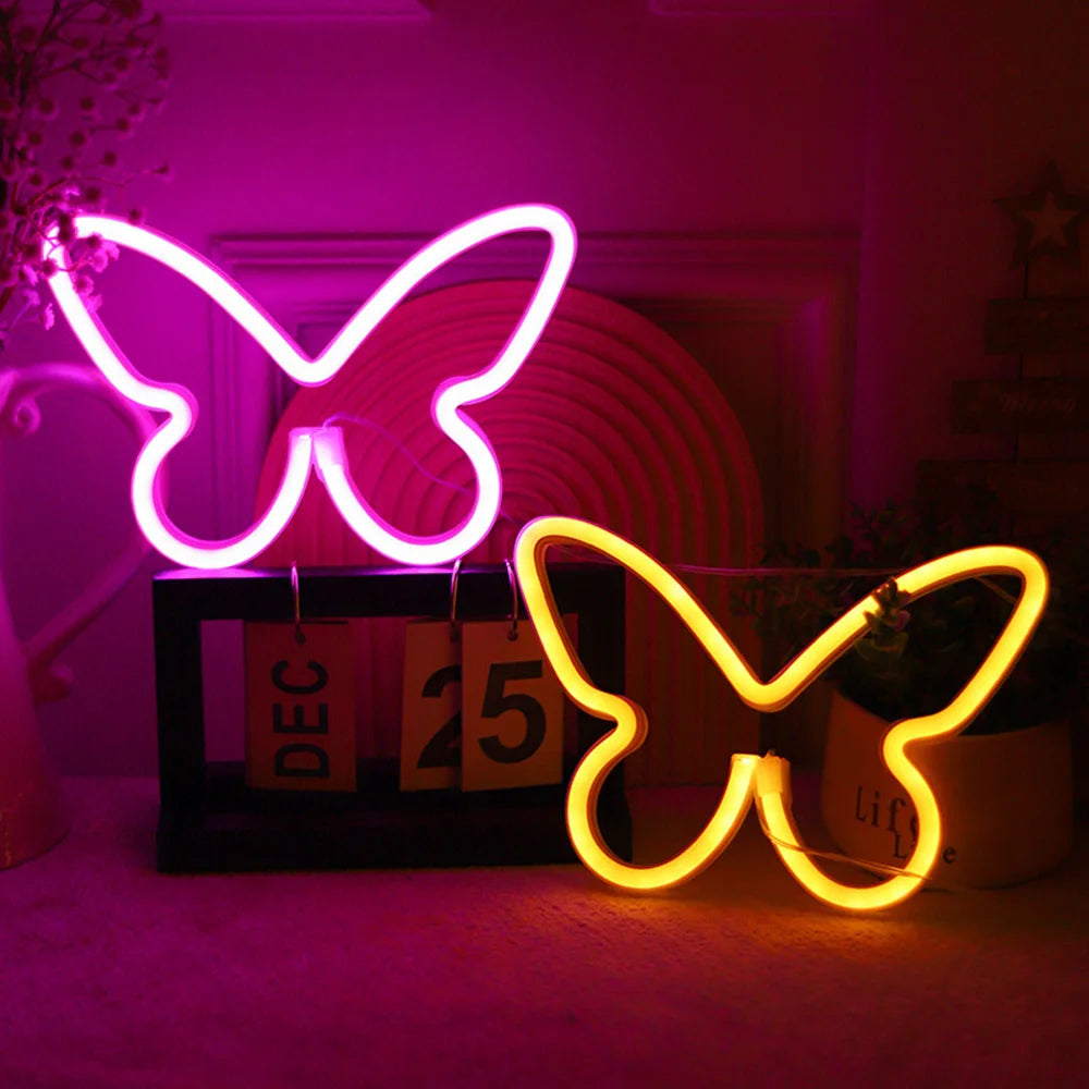 Butterfly Neon Sign  Powered Cat LED Neon Light Skull Neon Lamp Wall Art Decor for Home Bedroom Birthday Gift Wedding