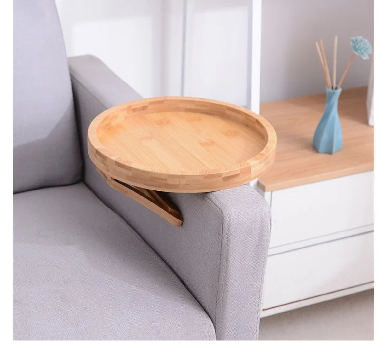 Sofa Tray Table Sofa Armrest Clip-On Tray Natural Wooden Sofa Tray Practical TV Snack Tray for Remote Control Coffee Snacks