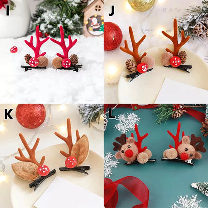 Christmas Antler Hair Clips Deer Ear Hairpins Festivals Christmas Headbands Pine Cones Hair Ball