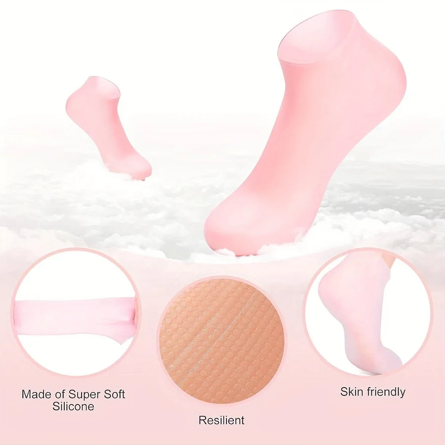 Silicone Gel Moisturizing Foot Socks for Dry, Cracked Feet - Soothing Massage Pedicure Care Tool