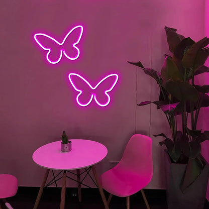 Butterfly Neon Sign  Powered Cat LED Neon Light Skull Neon Lamp Wall Art Decor for Home Bedroom Birthday Gift Wedding