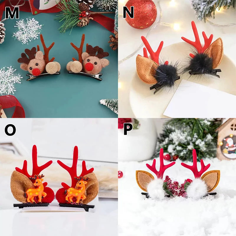 Christmas Antler Hair Clips Deer Ear Hairpins Festivals Christmas Headbands Pine Cones Hair Ball