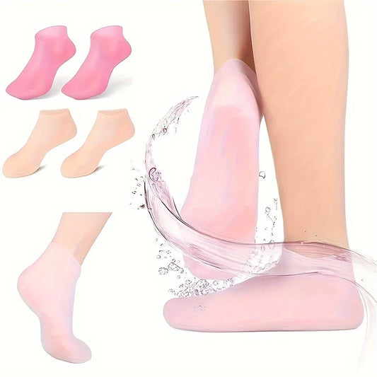 Silicone Gel Moisturizing Foot Socks for Dry, Cracked Feet - Soothing Massage Pedicure Care Tool